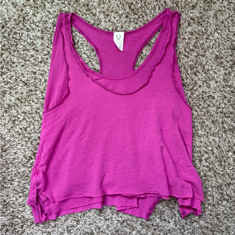Free People Sleeveless Dual Layer Tank Top Extra Small XS PINK